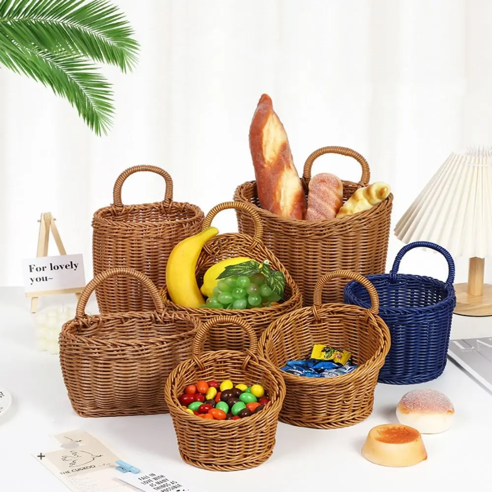 Hanging Vegetable Fruit Storage Baskets Woven Hangable Design Wall Shelf Basket Plastic Durable Garden Plant Baskets