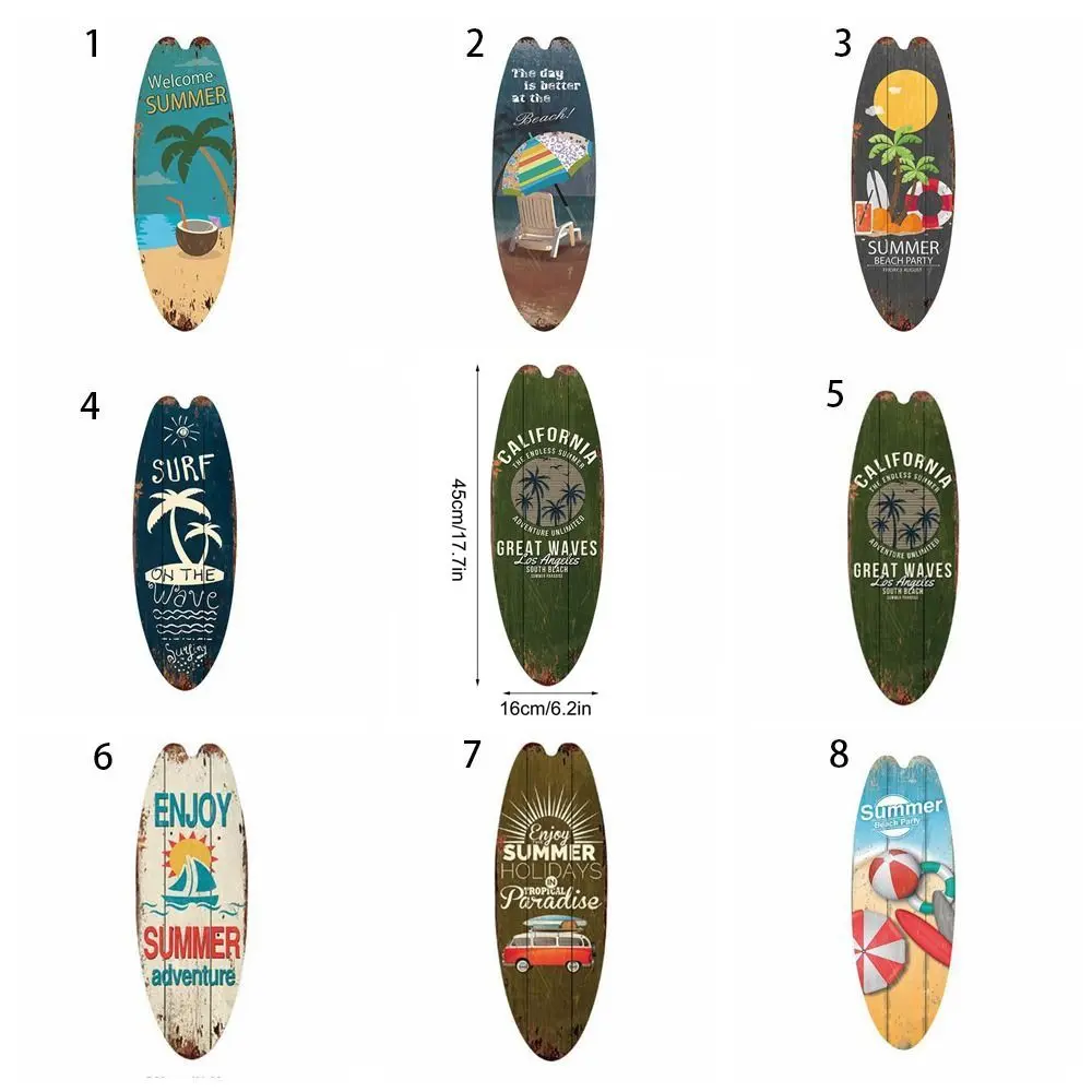 Retro Exquisite Printing Wooden Surfboard Cool Easy to Use Marine Steering Wall Board Bright Beach Ocean Theme Home