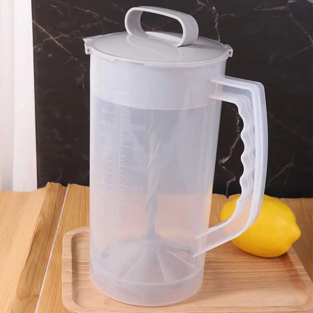 Manual Mixing Pitcher Fall-resistant Heat Resistant Juice Mixing Container Wide Mouth with Lid Beverage Blending Container