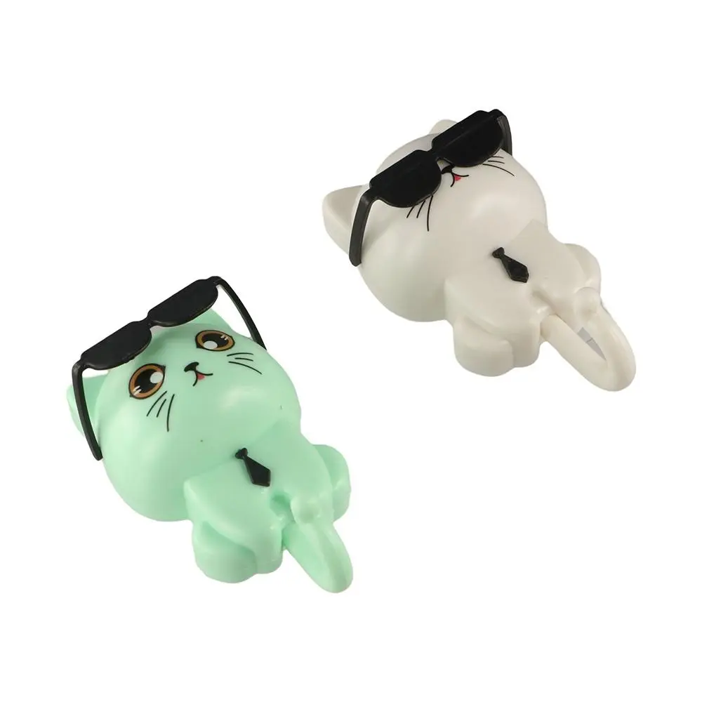 Cute Plastic Cartoon Cat Hooks Wall Hanging Decorative Key Hangers Waterproof Sunglasses Cat Hooks Entrance