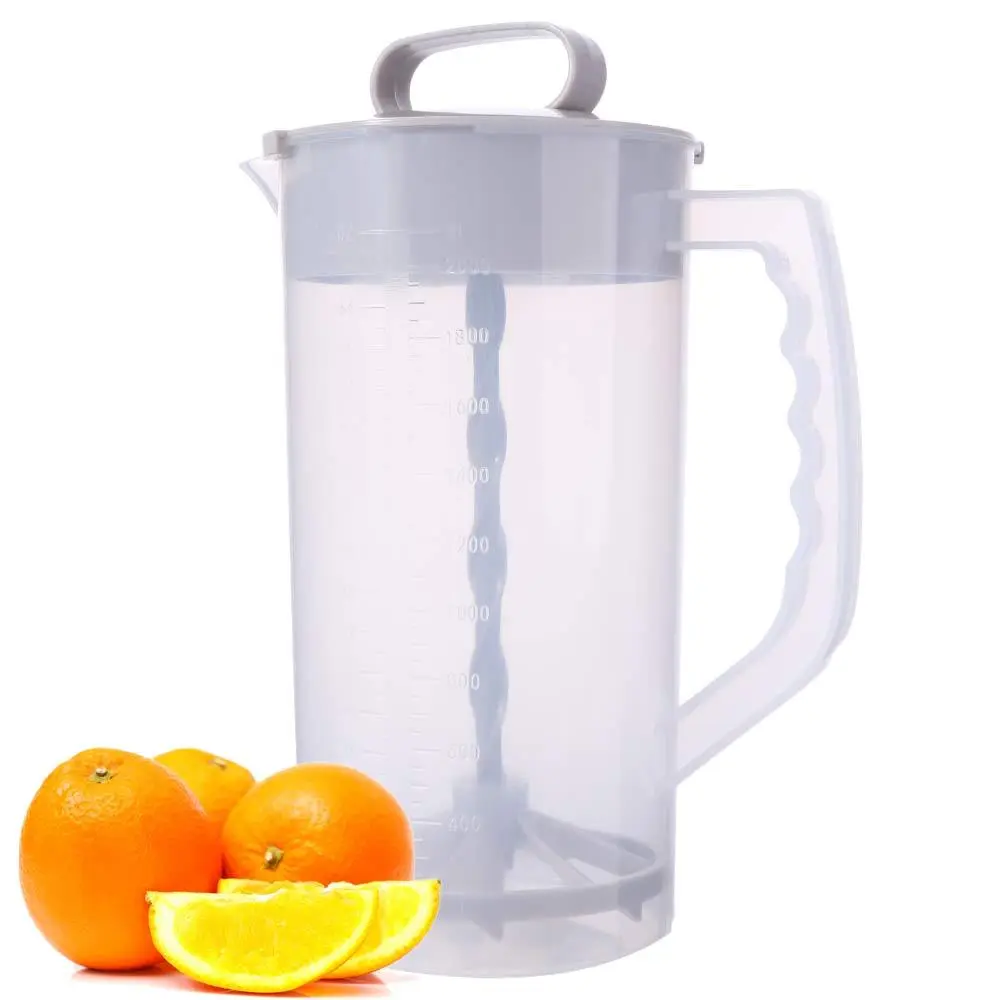 Manual Mixing Pitcher Fall-resistant Heat Resistant Juice Mixing Container Wide Mouth with Lid Beverage Blending Container
