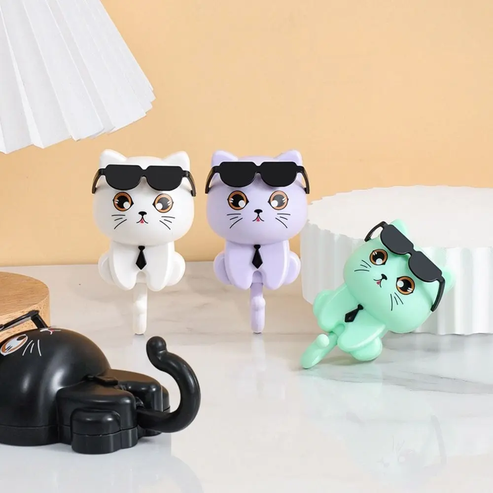 Cute Plastic Cartoon Cat Hooks Wall Hanging Decorative Key Hangers Waterproof Sunglasses Cat Hooks Entrance