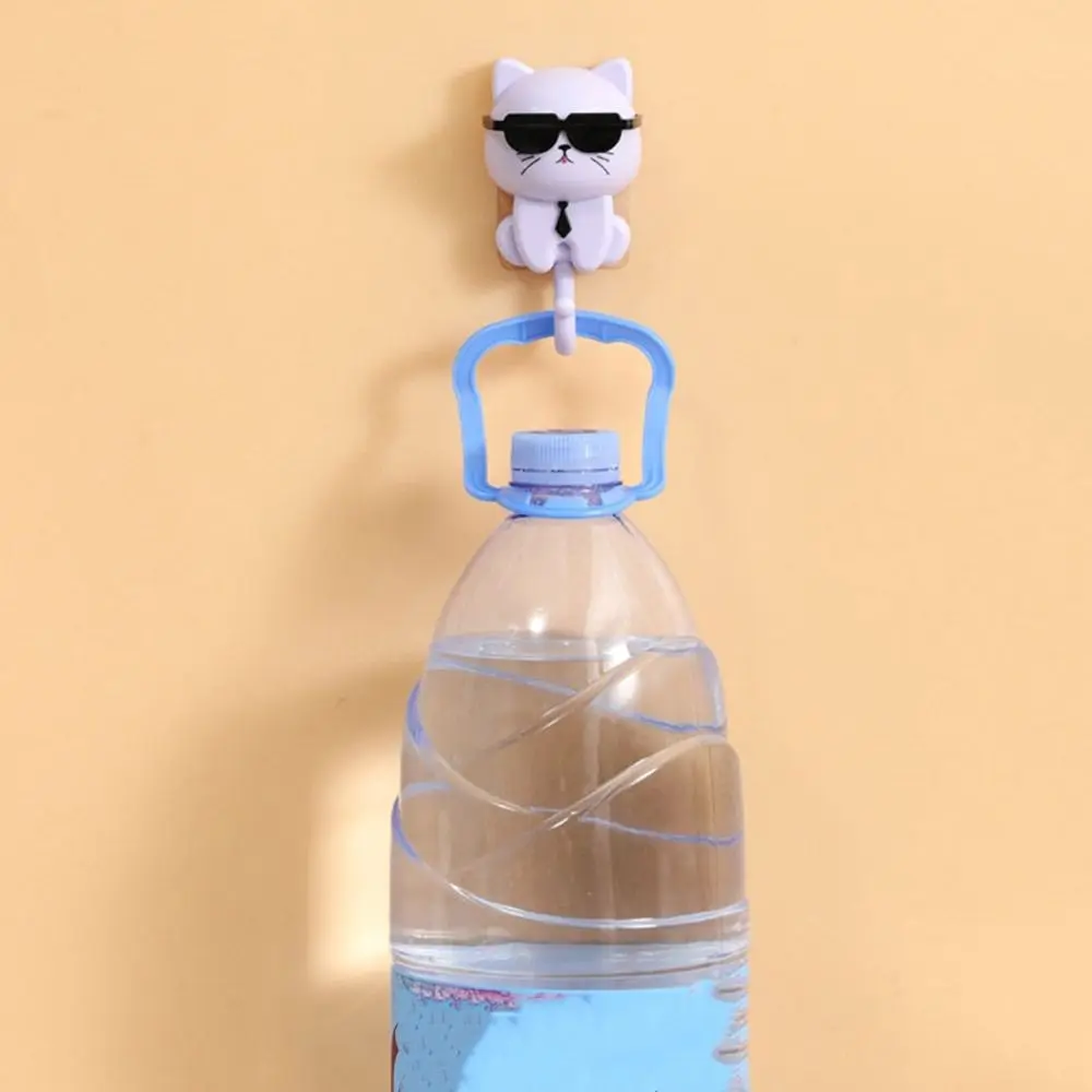 Cute Plastic Cartoon Cat Hooks Wall Hanging Decorative Key Hangers Waterproof Sunglasses Cat Hooks Entrance