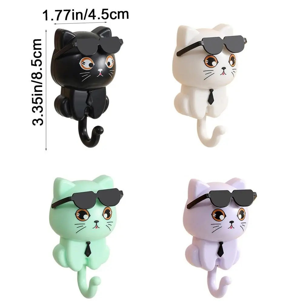 Cute Plastic Cartoon Cat Hooks Wall Hanging Decorative Key Hangers Waterproof Sunglasses Cat Hooks Entrance