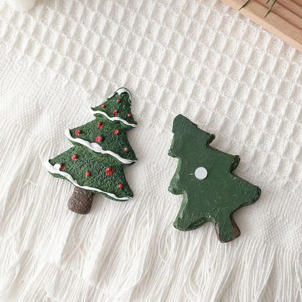 2 Pcs DIY Christmas Fridge Magnets Handmade Waterproof Xmas Refrigerator Sticker Painted Christmas Tree Ornaments New Year