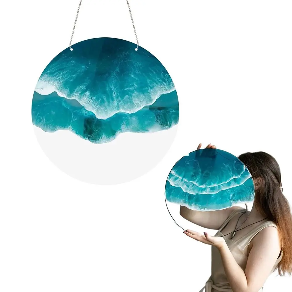 Ocean Scenery Ocean-Wave Wall Art Hangings with Hanging Rope Round Acrylic Hanging Ornaments Easy Installation Clear