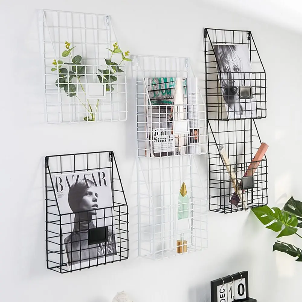 Economic Wall Mounted Magazine File Holder Easy To Install Handle Mail Organizer Lightweight Sturdy Foyer Storage Shelf Office