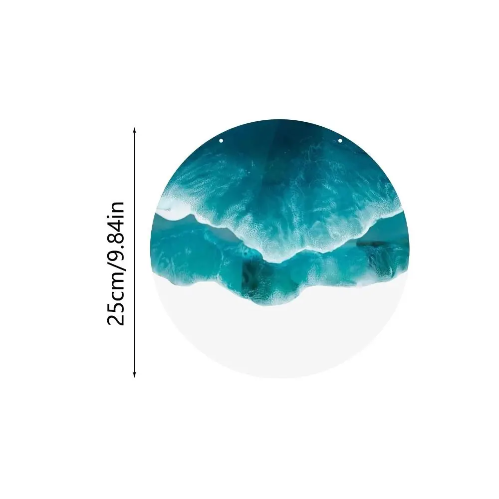 Ocean Scenery Ocean-Wave Wall Art Hangings with Hanging Rope Round Acrylic Hanging Ornaments Easy Installation Clear