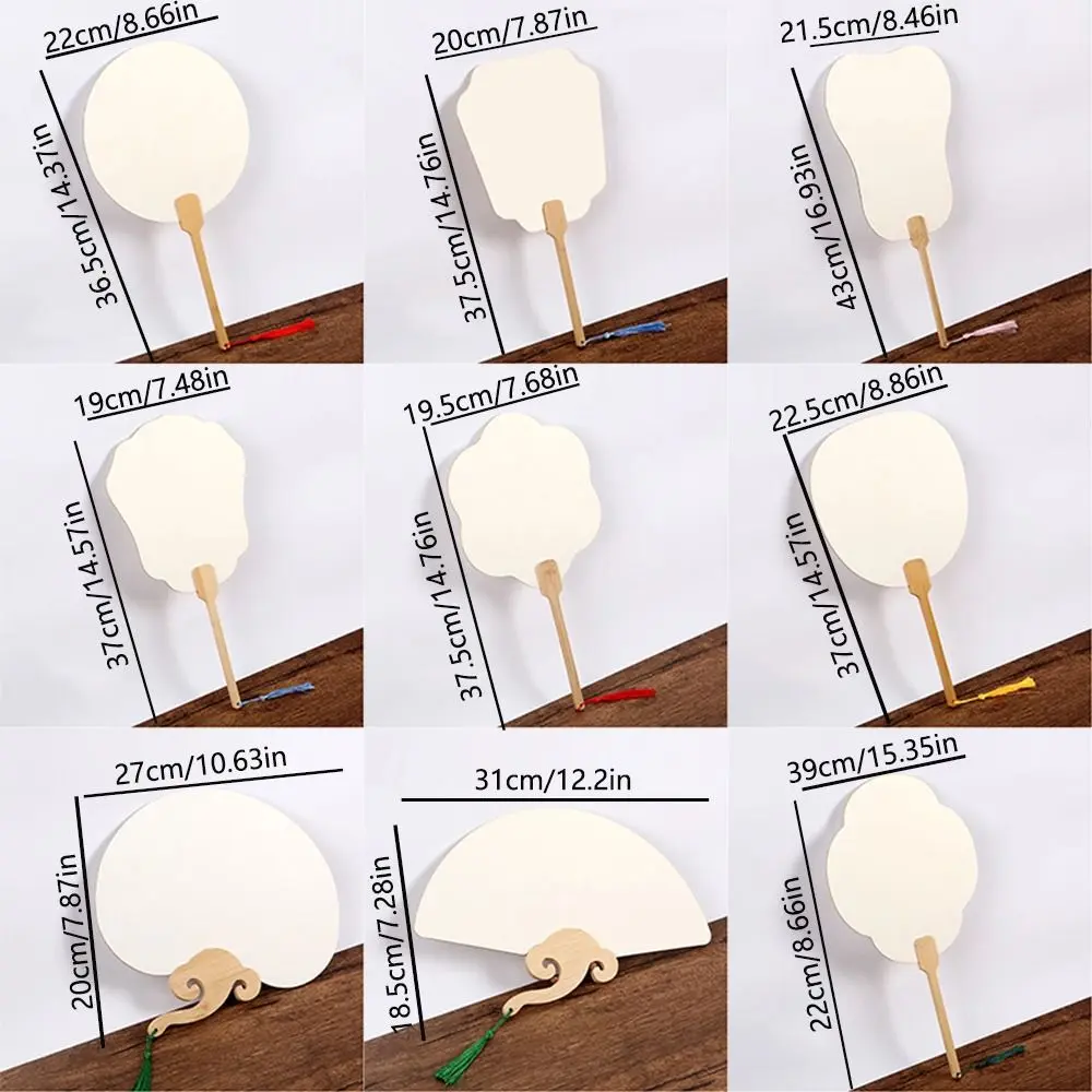 5Pcs Double-side Paper Hand Fans DIY Painting Portable Blank Paper Fan Handheld Ornaments Hand Painting Graffiti Fans
