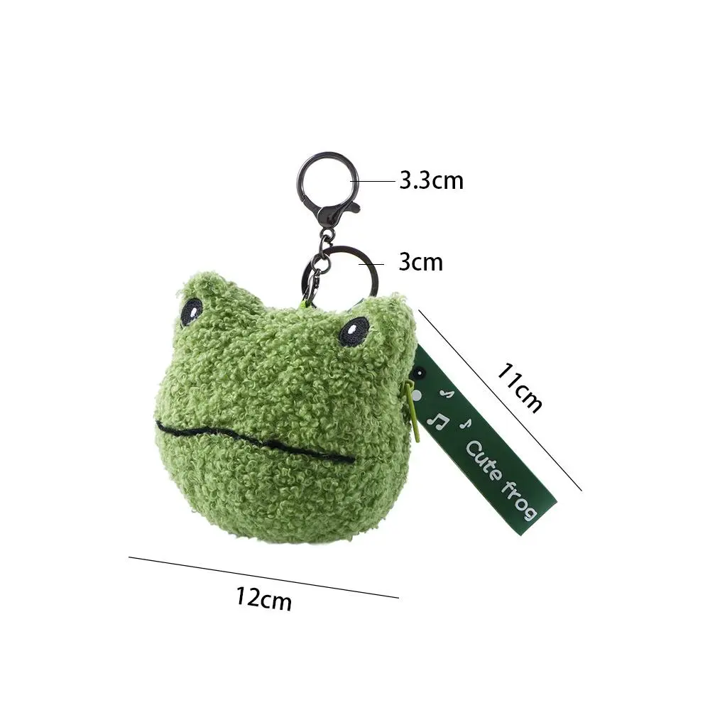 Girls Portable Lanyard pendant Key Charm Earphone Storage bag Zipper Coin Purses Keychain Mini Wallet Frog Plush Coin Bag