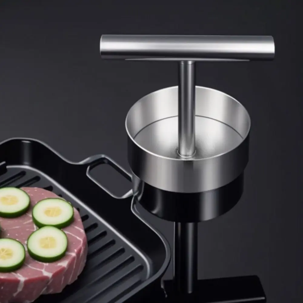 Adjustable Thickness Stainless Steel Hamburger Press Non-Stick Round Burger Patty Maker Durable Creative Burger Smasher Beef