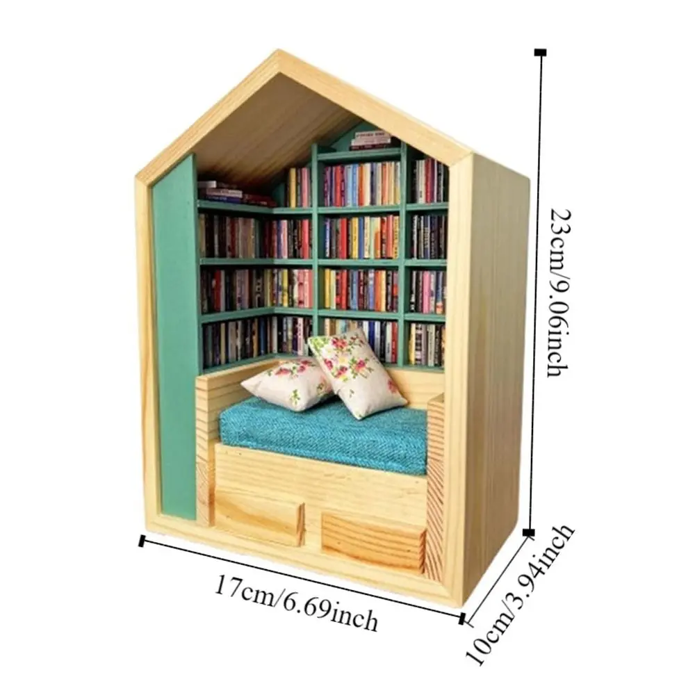 Shake Away Your Anxiety Anti-Anxiety Bookshelf Reduce Pressure with 200 Books and 2 Cushions Mini Bookshelf Fidget Toys Wooden