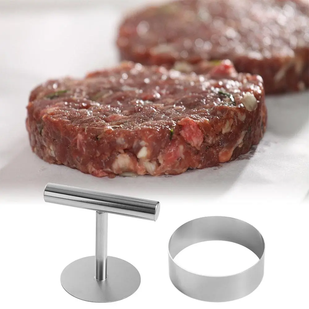Adjustable Thickness Stainless Steel Hamburger Press Non-Stick Round Burger Patty Maker Durable Creative Burger Smasher Beef