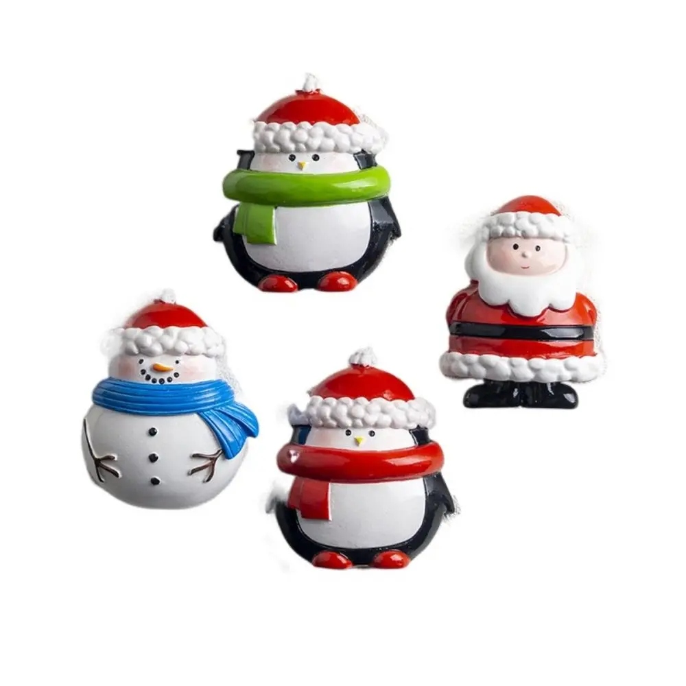 Hand-painted Christmas Elderly Fridge Stickers Cute Cartoon Snowman Magnetic Stickers Resin Art Christmas Penguin Fridge Magnets