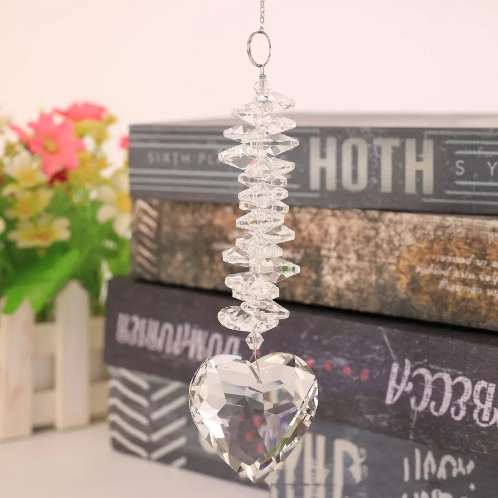 Craft Crystal Prism Ball Pendant Clear Heart Shaped Suncatcher Exquisite Creative Hanging Decoration Yard