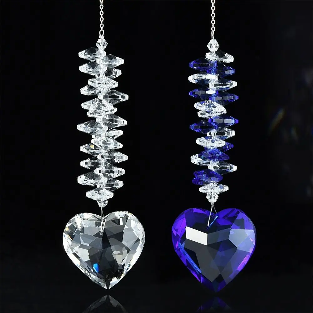 Craft Crystal Prism Ball Pendant Clear Heart Shaped Suncatcher Exquisite Creative Hanging Decoration Yard