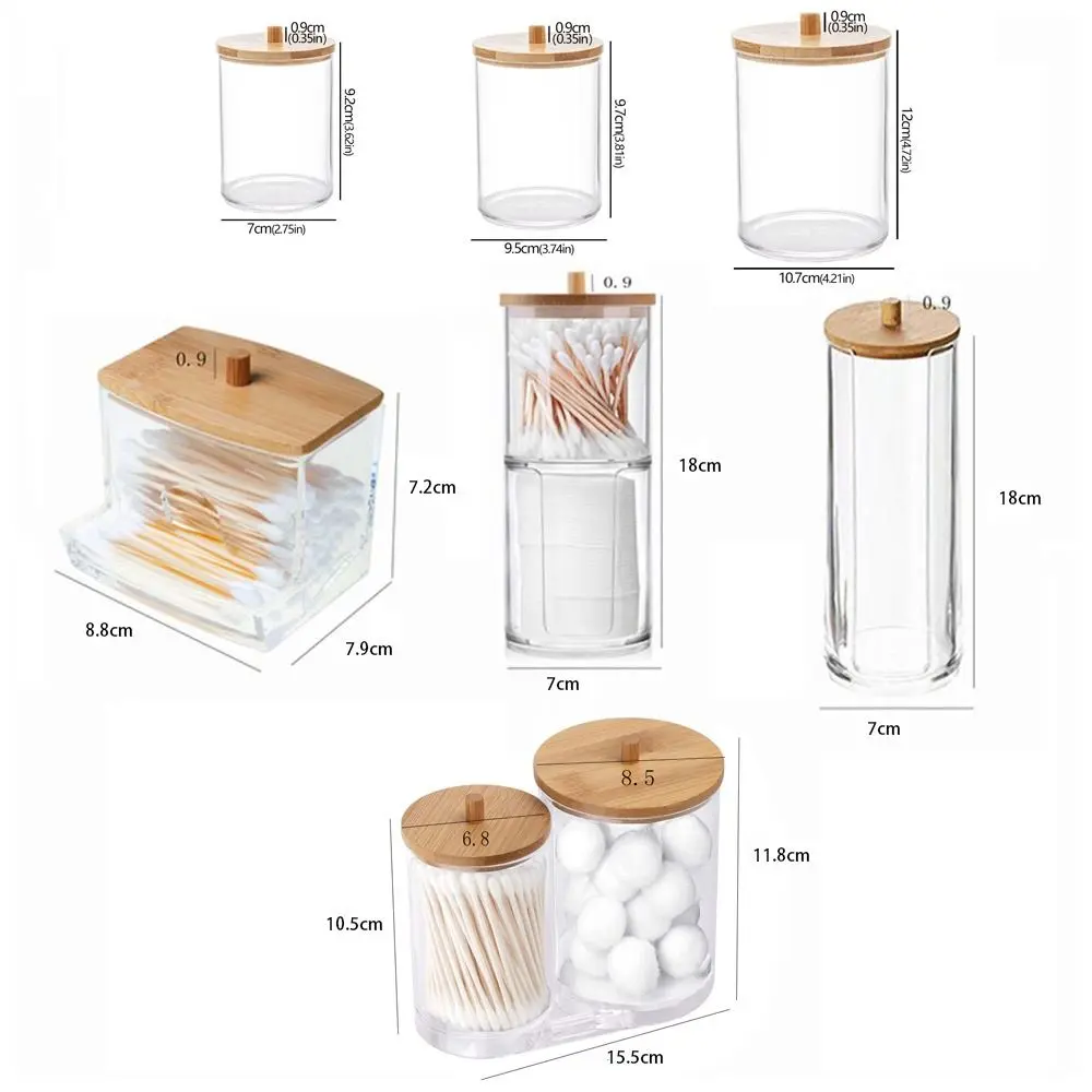Acrylic Storage Candy Container for Bathroom Accessories Cotton Ball Dispenser Bathroom Jars Cotton Swab Holder Qtips Holder