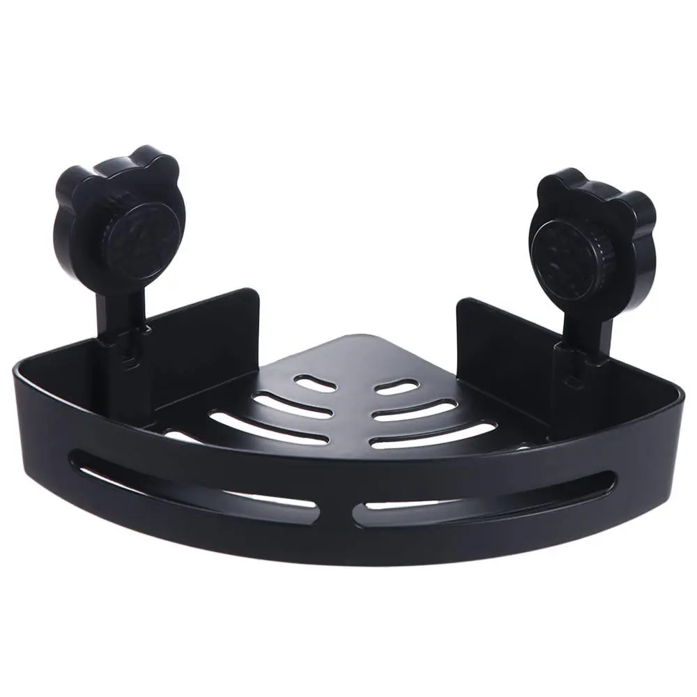 Plastic Suction Cup Triangle Storage Rack Wall Mounted Punch Free Corner Storage Shelf Detachable Reusable