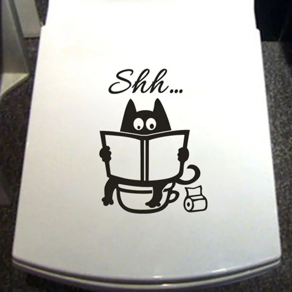 Cartoon Shh... Toilet Wall Sticker Waterproof PVC Bathroom Door Decals DIY Removable Bathroom Door Decor
