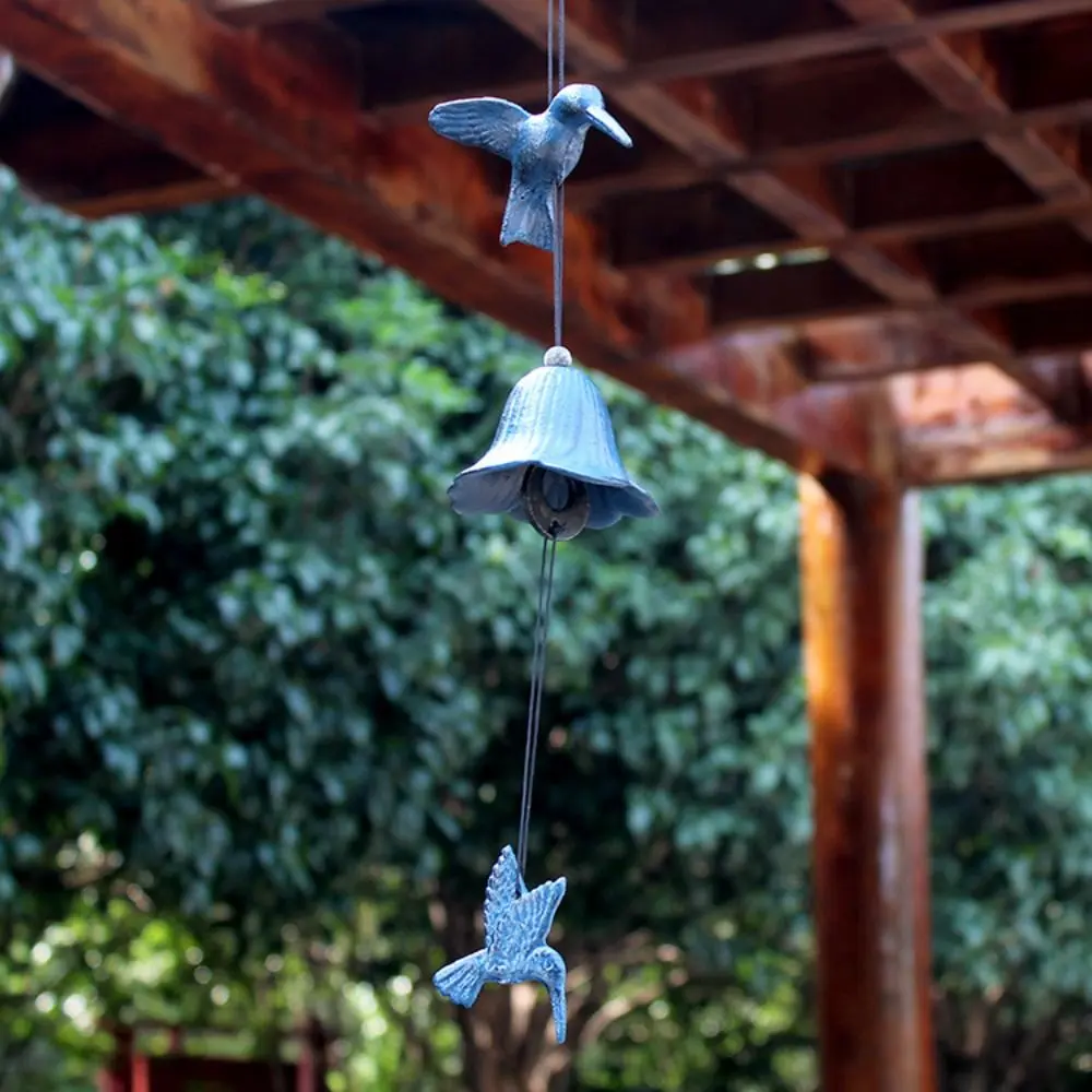 Japanese Style Hanging Hummingbird Cast Iron Bells Novelty Stereoscopic Wind Chime Vintage Creative Landscape Bell Gift
