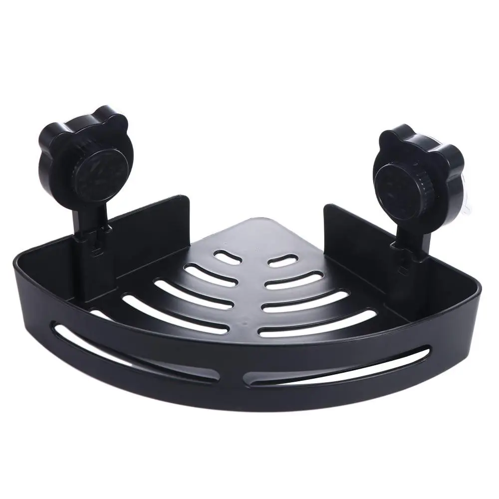 Plastic Suction Cup Triangle Storage Rack Wall Mounted Punch Free Corner Storage Shelf Detachable Reusable