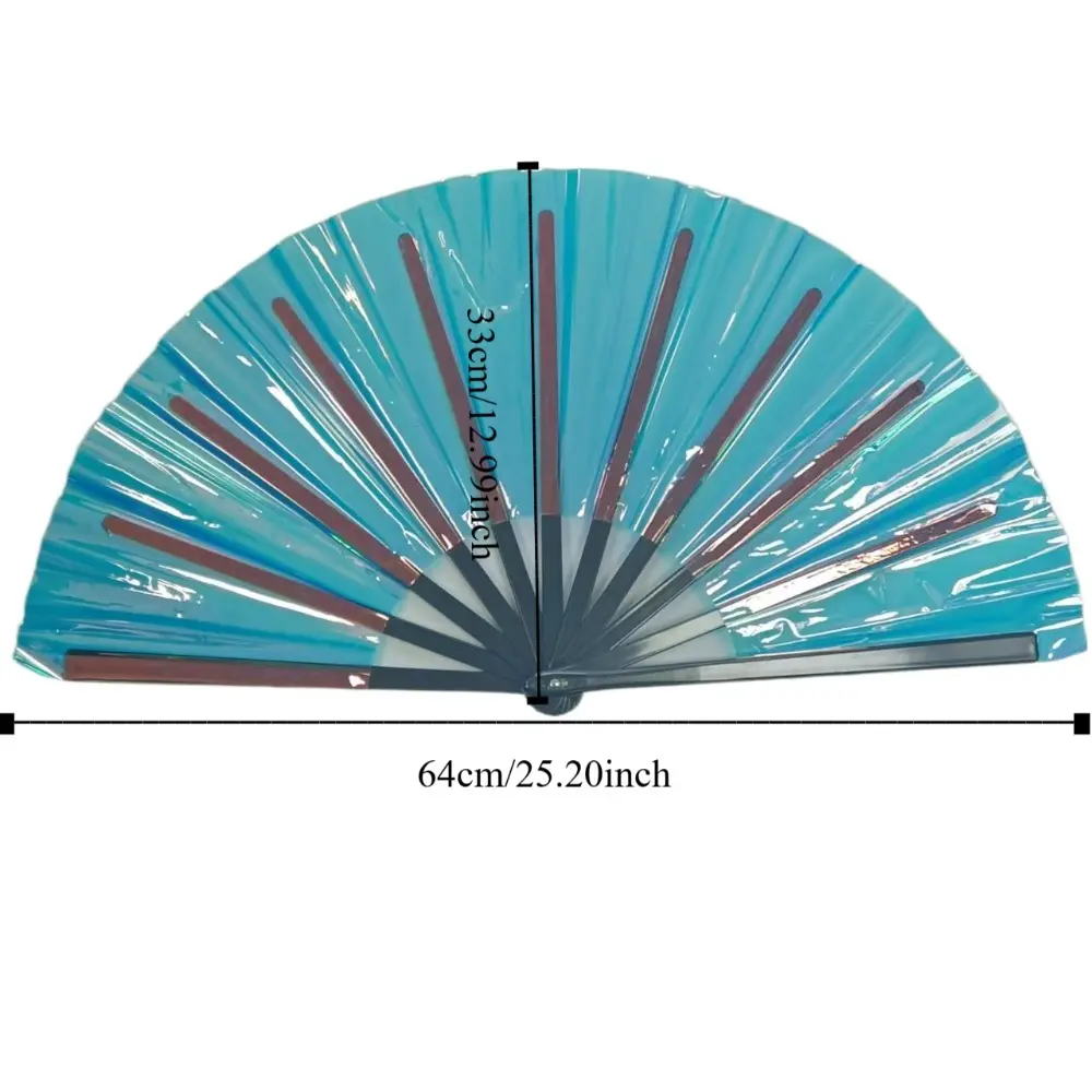 Perfect Laser Large Folding Hand Fan Exquisite Plastic Handheld Fan Wear Resist Kung Fu Fan Outdoor Event