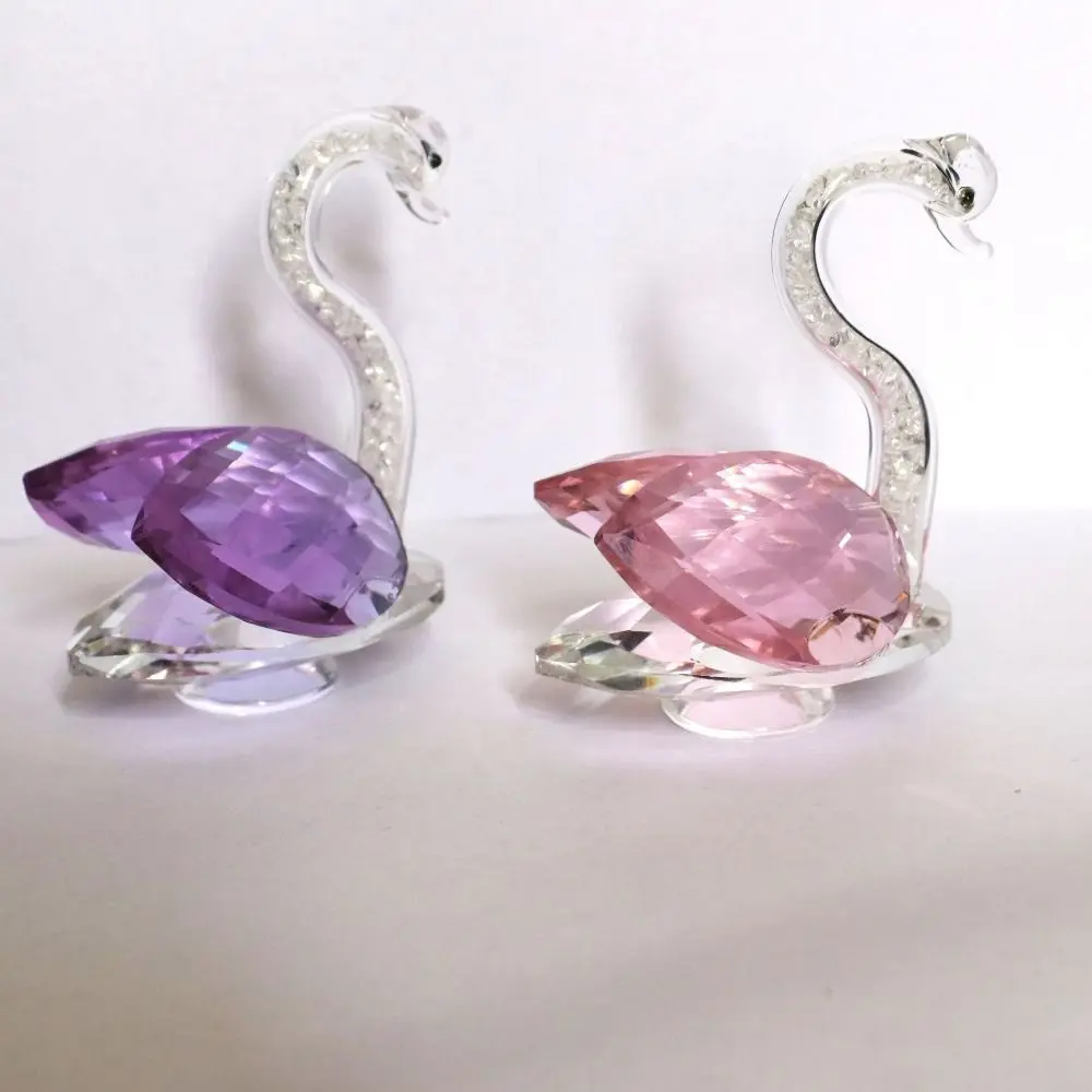 1/2Pcs Exquisite Crystal Swan Figurine Elegant Creative Swan Statue Gift Mini Crystal Desktop Ornaments Living Room