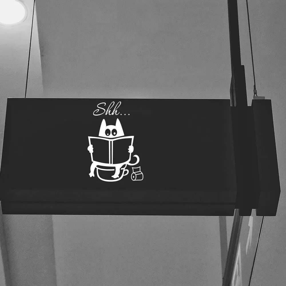 Cartoon Shh... Toilet Wall Sticker Waterproof PVC Bathroom Door Decals DIY Removable Bathroom Door Decor