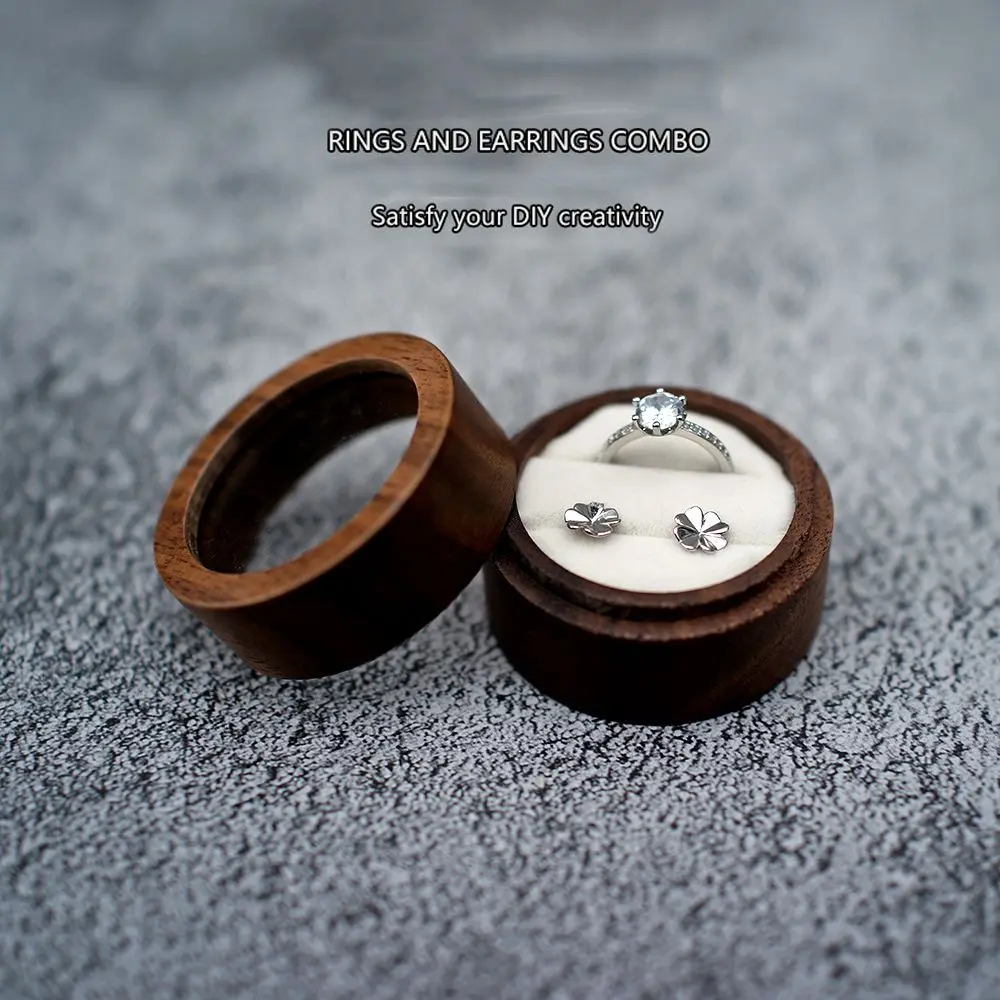 Wooden Case Earrings Organizer Proposal Jewelry Box Engagement Ceremony Storage Box Ring Bearer Box Presentation Box Ring Box