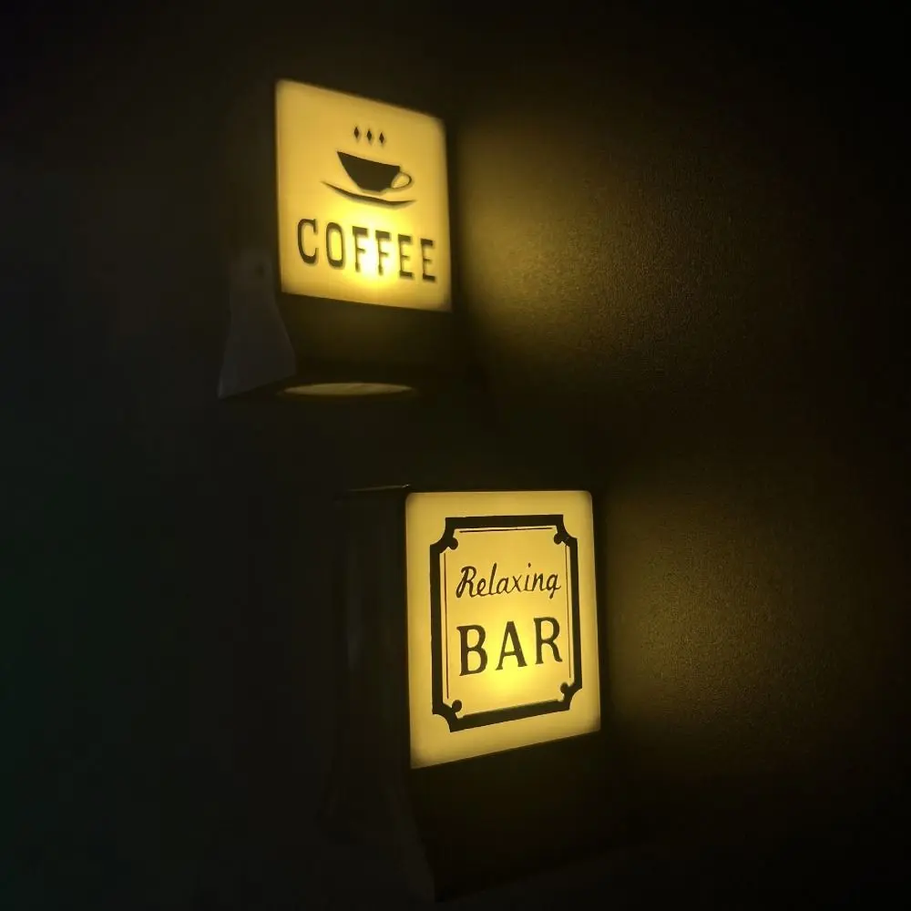 Creative Coffee Shop Fridge Magnet Cute Cat Model Warm Glow Bar Luminous Light Boxes Miniature Ornament Coffee Shop Light Signs