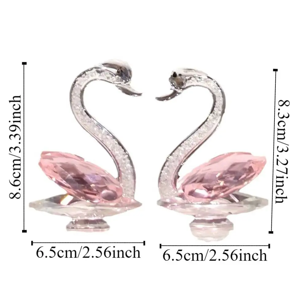 1/2Pcs Exquisite Crystal Swan Figurine Elegant Creative Swan Statue Gift Mini Crystal Desktop Ornaments Living Room