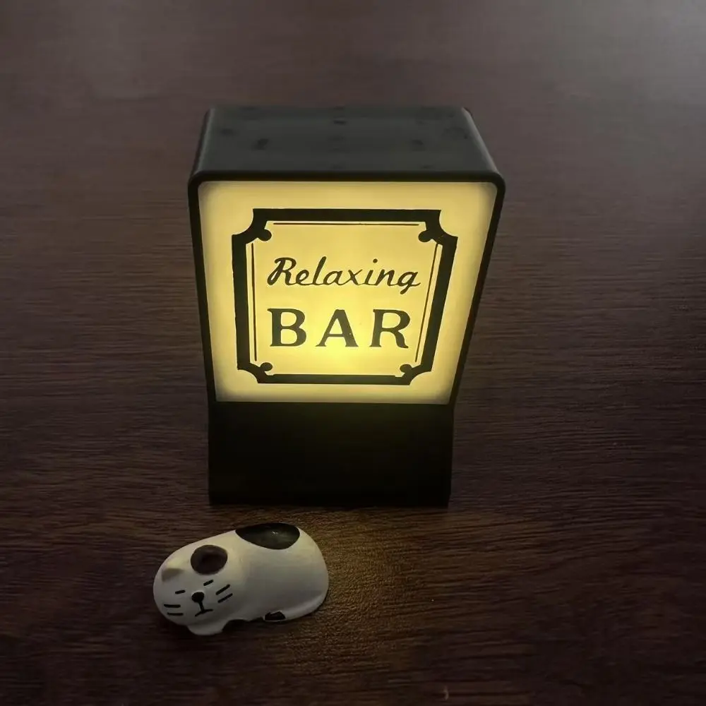 Creative Coffee Shop Fridge Magnet Cute Cat Model Warm Glow Bar Luminous Light Boxes Miniature Ornament Coffee Shop Light Signs