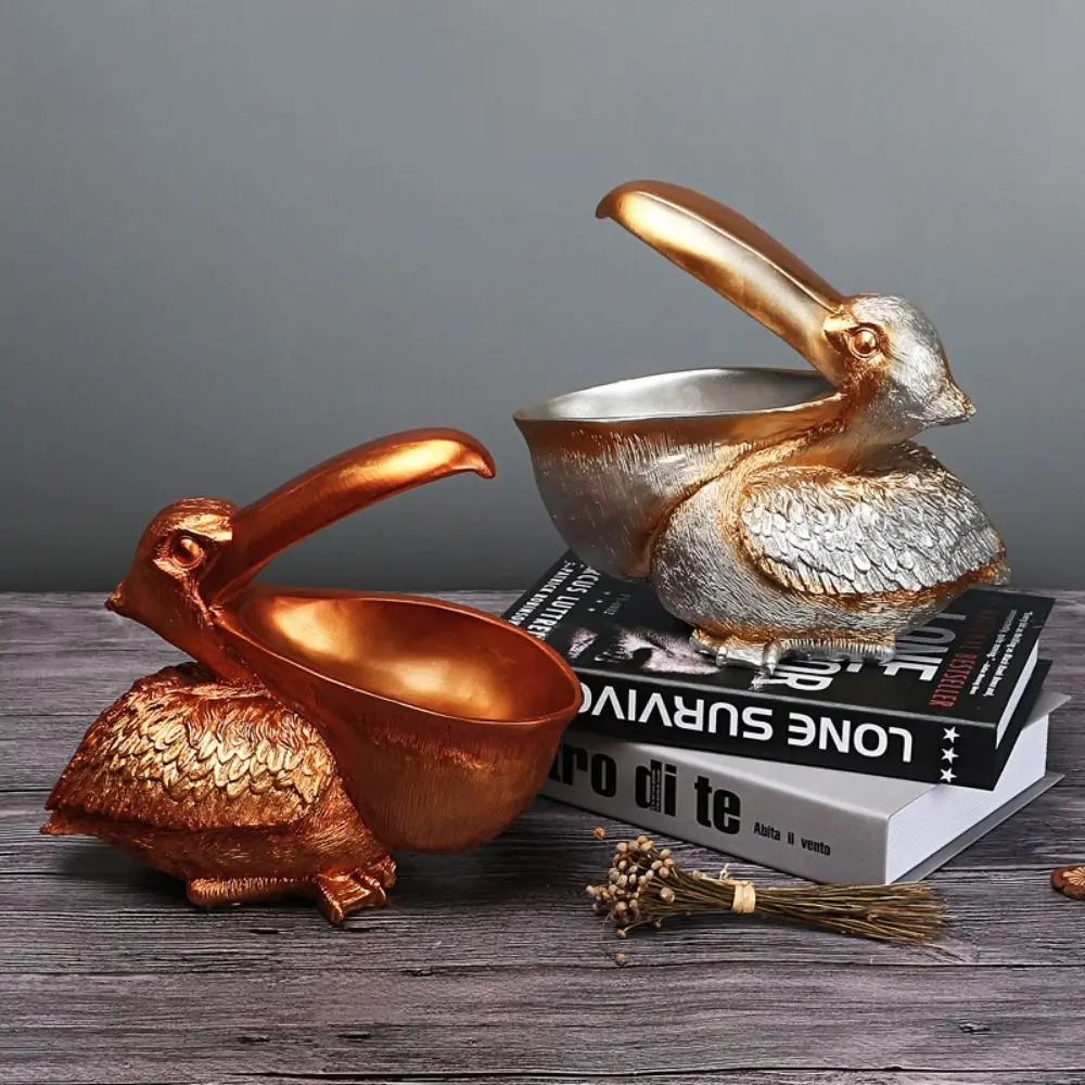 Animal Pelican Storage Holder Bird Art Large Capacity Resin Pelican Sculpture Practical Big Mouth Bird Ornament Ornament Gift