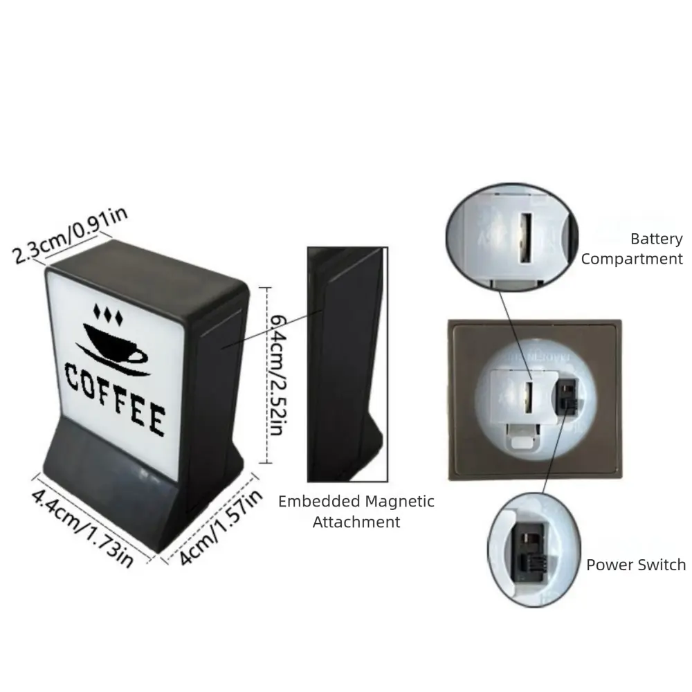 Creative Coffee Shop Fridge Magnet Cute Cat Model Warm Glow Bar Luminous Light Boxes Miniature Ornament Coffee Shop Light Signs