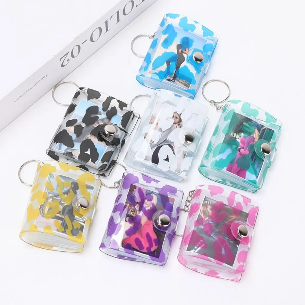Easy to Use With Keychain Leopard Print Photo Album Chic Cute Mini Card Album Cartoon Star-chasing Photo Album Card Storage