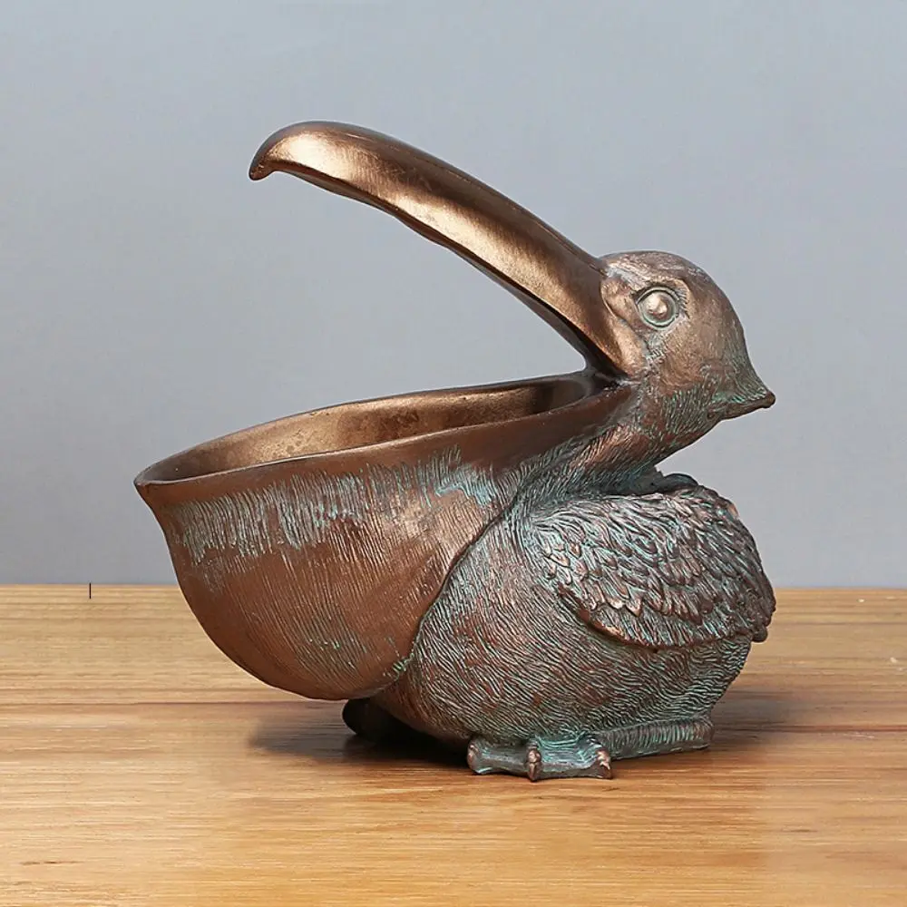 Animal Pelican Storage Holder Bird Art Large Capacity Resin Pelican Sculpture Practical Big Mouth Bird Ornament Ornament Gift