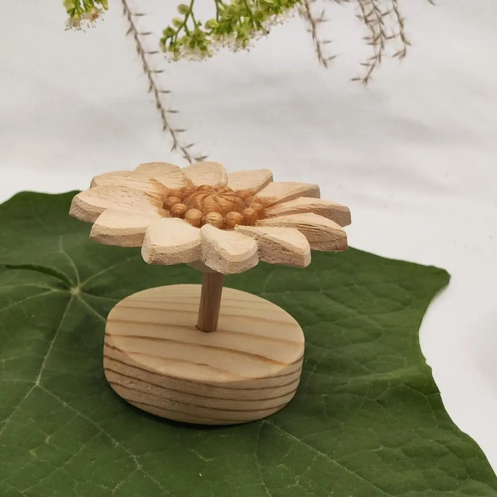 DIY Wooden Daisy Essential Oil Diffuser Refillable Volatile Essential Oils Containers Eco-Friendly Simple