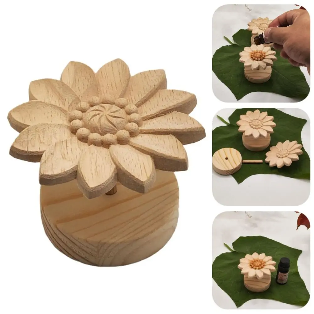 DIY Wooden Daisy Essential Oil Diffuser Refillable Volatile Essential Oils Containers Eco-Friendly Simple