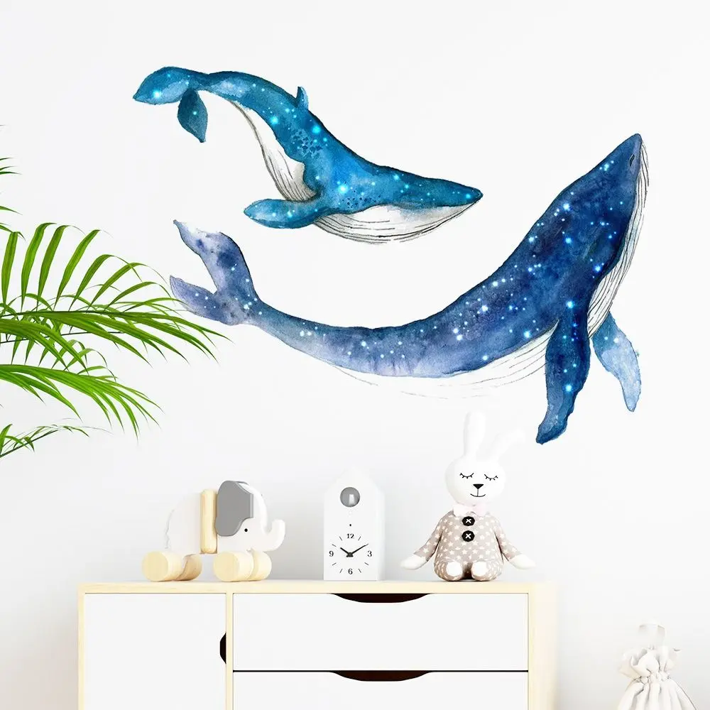 Creative Marine Animals Starry Sky Whale Sticker Starry Sky Waterproof Whale Wall Stickers PVC Marine Animals Decal Wallpaper