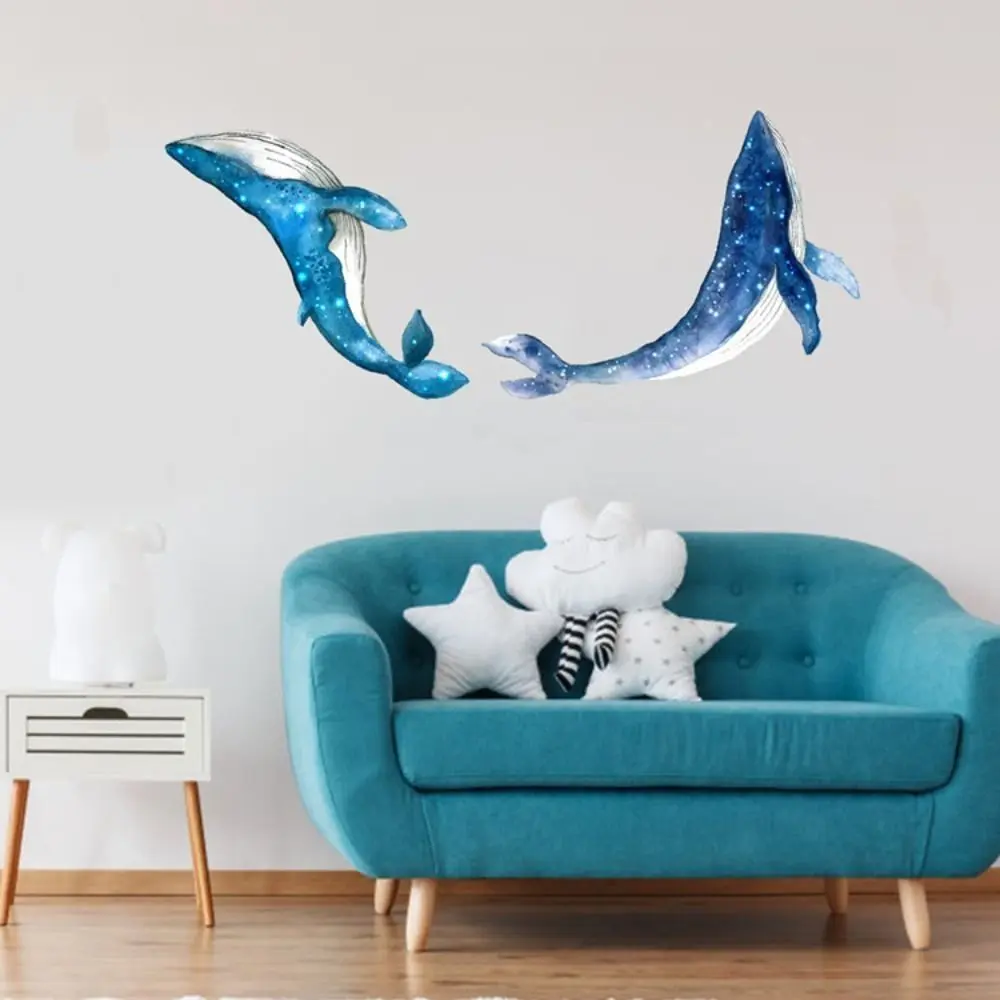 Creative Marine Animals Starry Sky Whale Sticker Starry Sky Waterproof Whale Wall Stickers PVC Marine Animals Decal Wallpaper