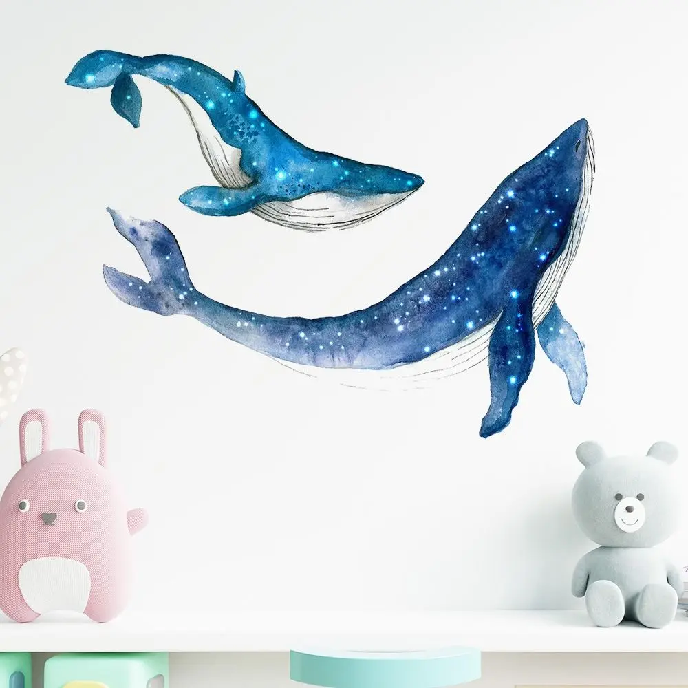 Creative Marine Animals Starry Sky Whale Sticker Starry Sky Waterproof Whale Wall Stickers PVC Marine Animals Decal Wallpaper