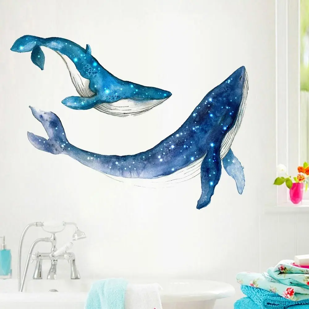 Creative Marine Animals Starry Sky Whale Sticker Starry Sky Waterproof Whale Wall Stickers PVC Marine Animals Decal Wallpaper