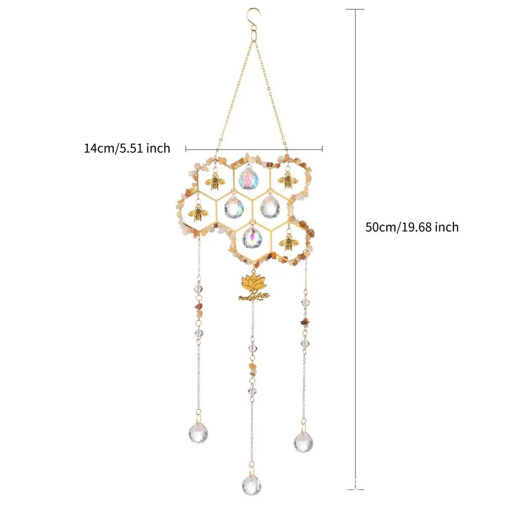 Natural Beehive Crystal Sun Catcher Handmade Hanging Rainbow Catcher Chandelier DIY Crafts Bee Beehive Suncatcher