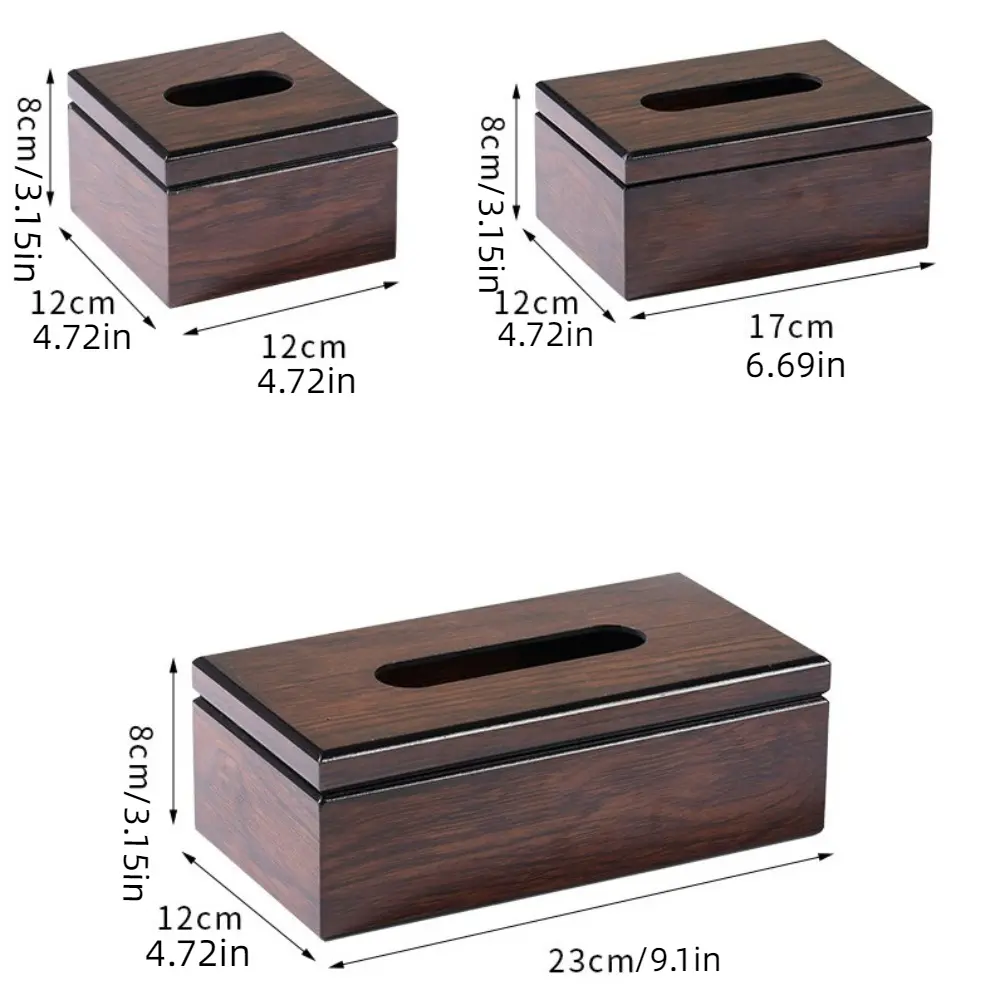 Imitation Walnut Wood Desktop Tissue Box Square Vintage Paper Storage Box High Quality Simple Style Napkins Holder Bedroom