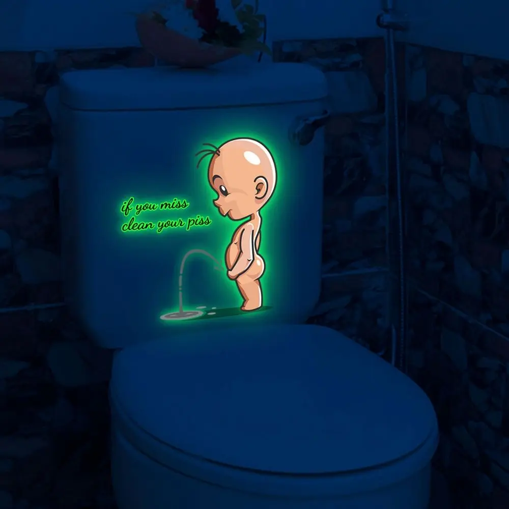 Creative DIY Children Pee Sticker Self-adhesive Detachable Toilet Decals Waterproof Odorless Bowl Lid Art Mural Background Wall