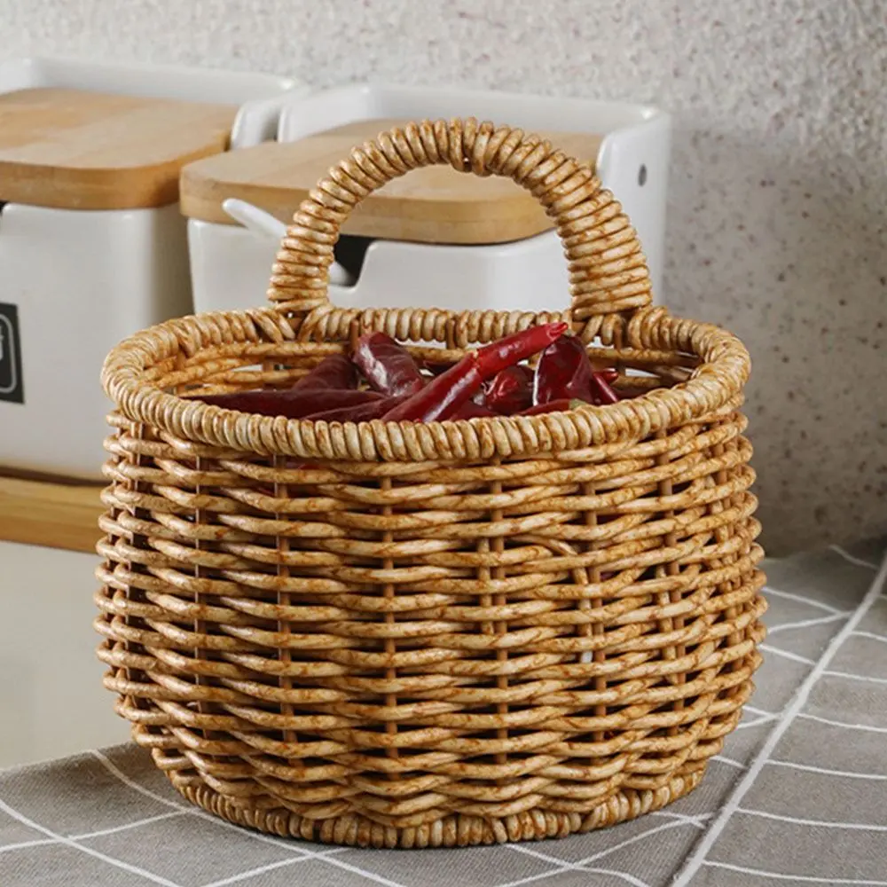Home Decor Wall Hanging Punching Scallion Ginger Garlic Fruit Vegetable Flower Basket Kitchen Utensil Wedding Storage Basket