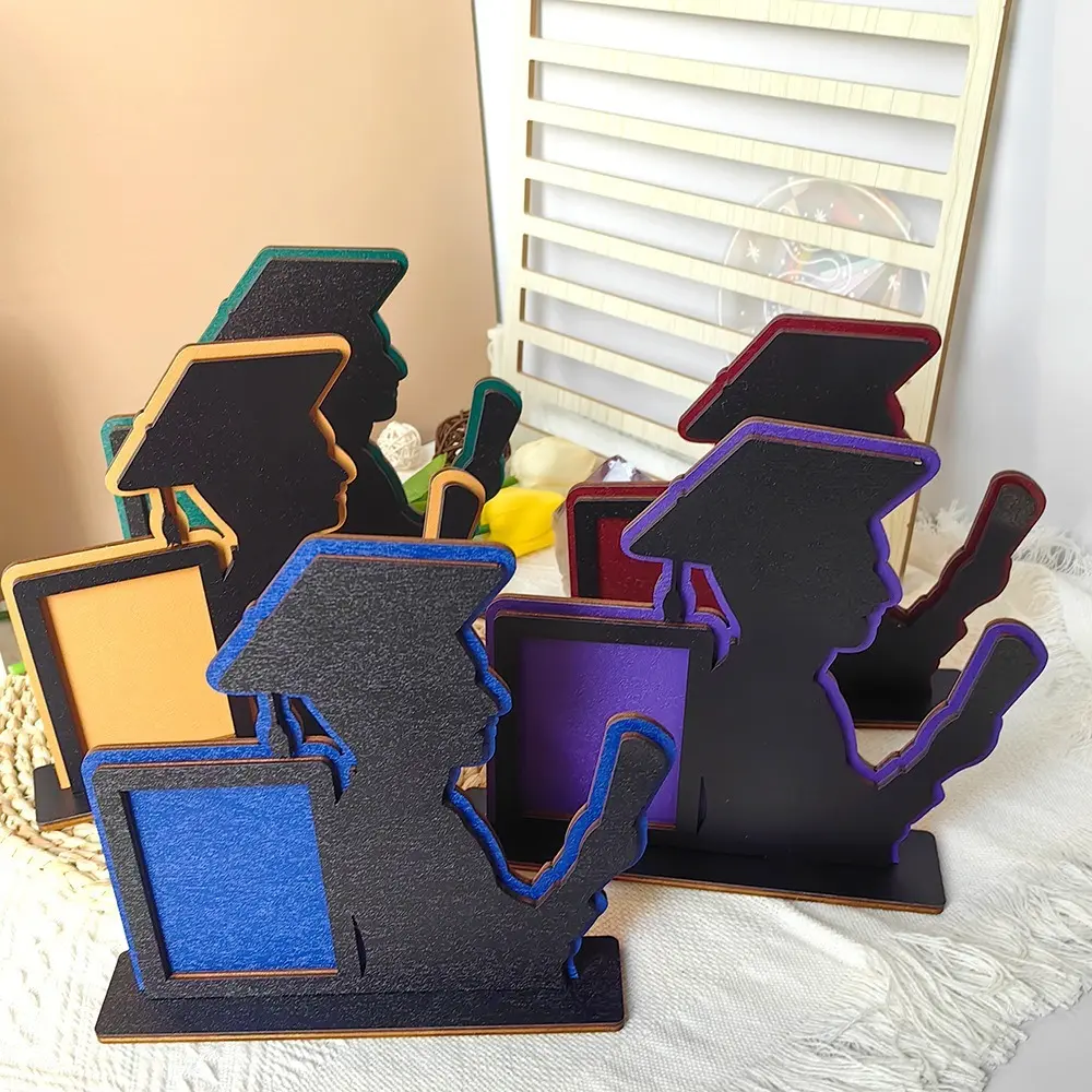 Vintage Graduation Theme Picture Frame Rustic Festival Wooden Photo Frame Celebration Handmade Picture Frame Stand Friend Gifts