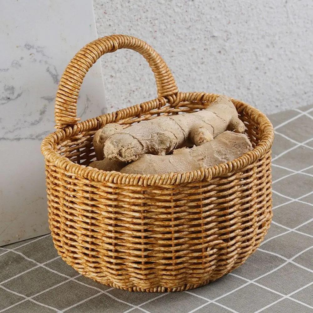 Home Decor Wall Hanging Punching Scallion Ginger Garlic Fruit Vegetable Flower Basket Kitchen Utensil Wedding Storage Basket