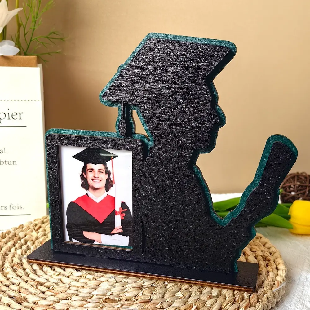Vintage Graduation Theme Picture Frame Rustic Festival Wooden Photo Frame Celebration Handmade Picture Frame Stand Friend Gifts