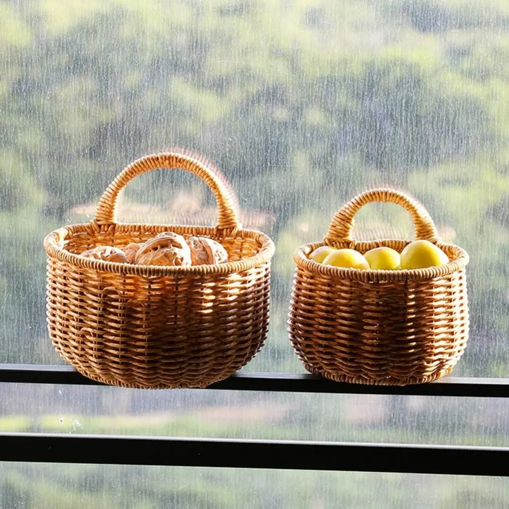 Home Decor Wall Hanging Punching Scallion Ginger Garlic Fruit Vegetable Flower Basket Kitchen Utensil Wedding Storage Basket